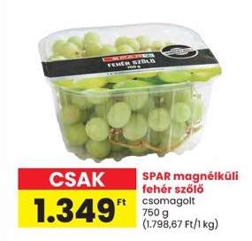 SPAR magnélküli fehér szőlő
