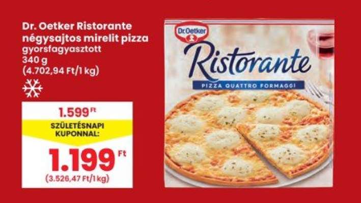 Dr. Oetker Ristorante négysajtos mirelit pizza gyorsfagyasztott