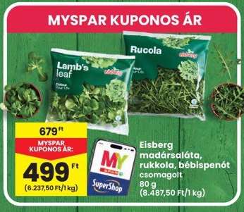 Eisberg madársaláta, rukkola, bébispenót csomagolt