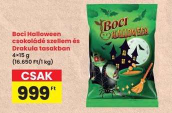 Boci Halloween csokoládé szellem és Drakula tasakban