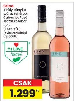 Feind Királyleányka száraz fehérbor Cabernet Rosé száraz rosébor