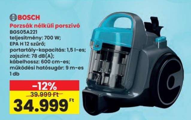 Bosch Porzsák nélküli porszívó BGS05A221