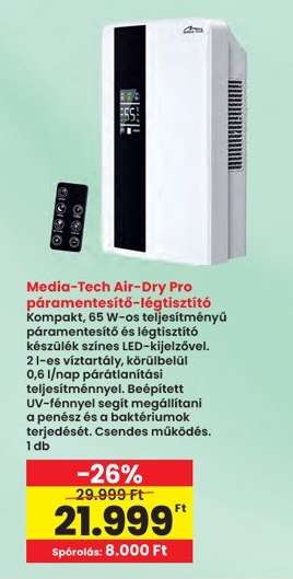 Media-Tech Air-Dry Pro páramentesítő-légtisztító