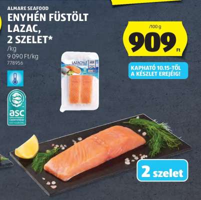 Almare Seafood Enyhén Füstölt Lazac, 2 szelet