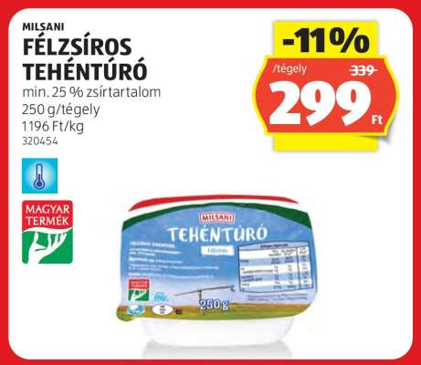 MILSANI FÉLZSÍROS TEHÉNTÚRÓ