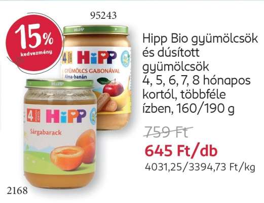 Hipp Bio gyümölcsök és dúsított gyümölcsök