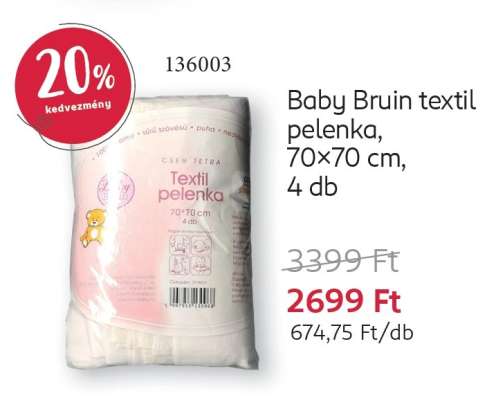 Baby Bruin textil pelenka, 70×70 cm, 4 db