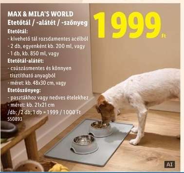 MAX & MILA’S WORLD Etetőtál / -alátét / -szőnyeg
