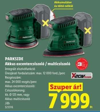Parkside Akkus excentercsiszoló / multicsiszoló