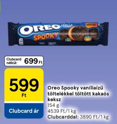 Oreo Spooky vaníliaízű töltelékkel töltött kakaós keksz