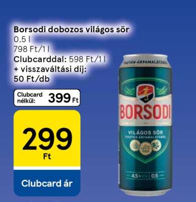 Borsodi dobozos világos sör