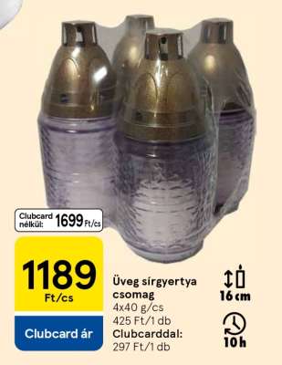 Üveg sírgyertya csomag