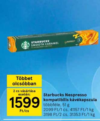Starbucks Nespresso kompatibilis kávékapszula