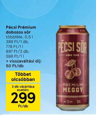Pécsi Prémium dobozos sör