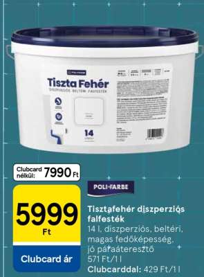 Tisztafehér diszperziós falfesték