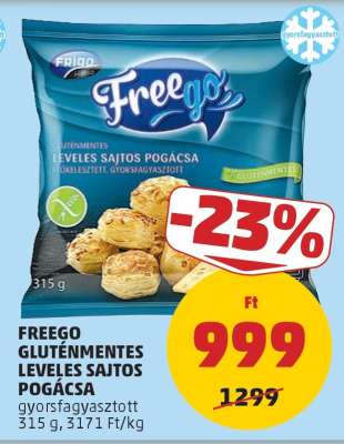 FREEGO GLUTÉNMENTES LEVELES SAJTOS POGÁCSA
