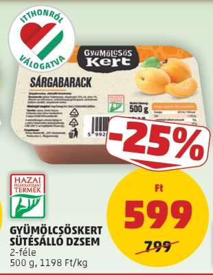 GYÜMÖLCSÖSKERT SÜTÉSÁLLÓ DZSEM
