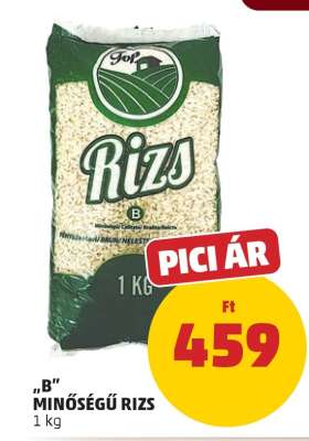 B minőségű rizs