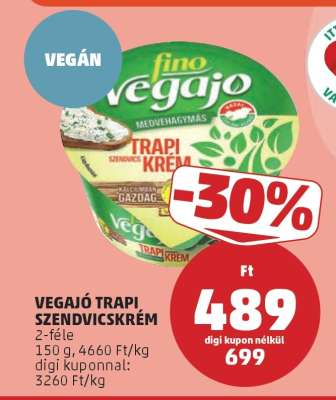 VEGAJÓ TRAPI SZENDVICSKRÉM