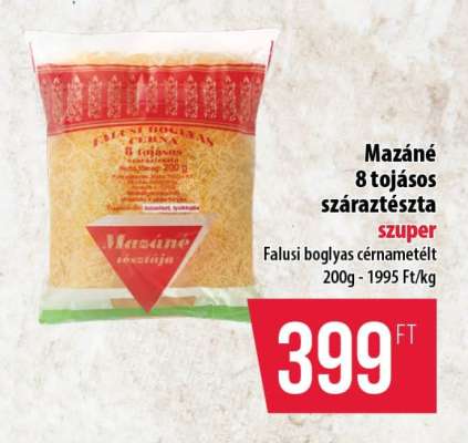 Mazané 8 tojásos száraztészta