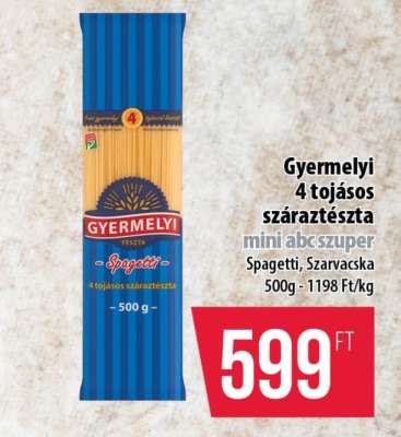 Gyermelyi 4 tojásos száraztészta