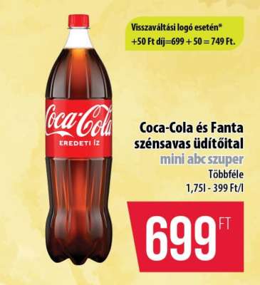 Coca Cola és Fanta szénsavas üdítőital