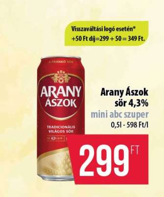 Arany Ászok sör 4,3%