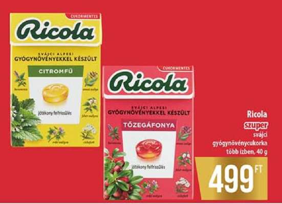 Ricola szuper svájci gyógynövénycukorka