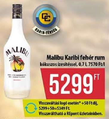 Malibu Karibi fehér rum