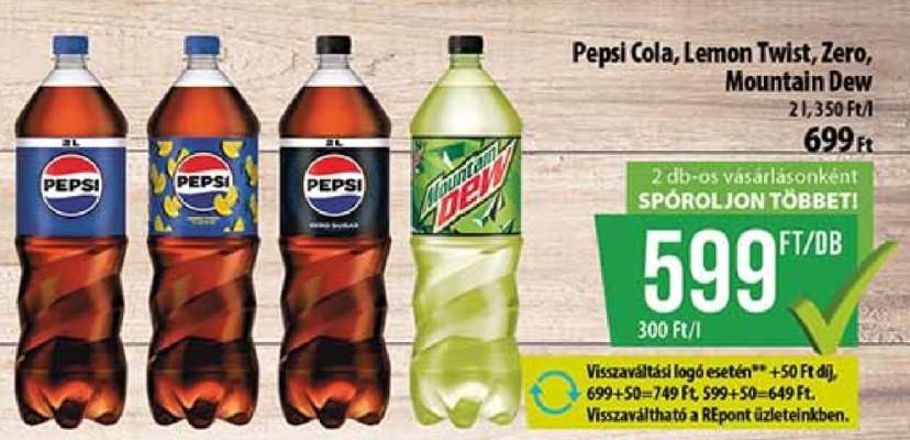Pepsi Cola, Lemon Twist, Zero, Mountain Dew