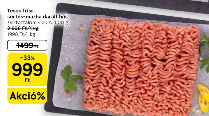 Tesco friss sertés-marha darált hús