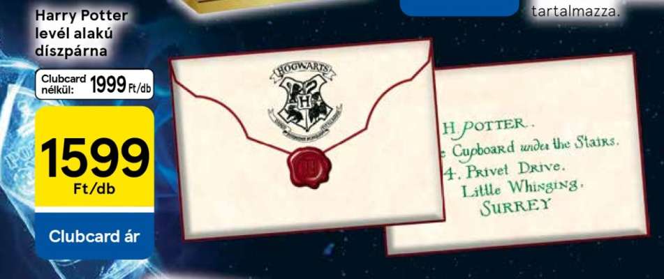Harry Potter levél alakú díszpárna
