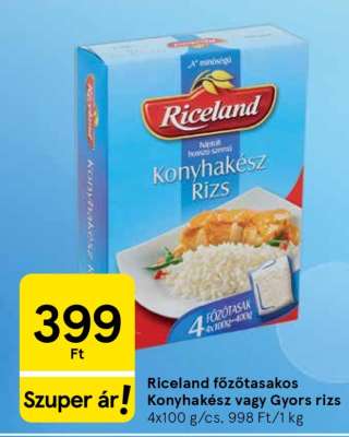 Riceland főzötasakos Konyhakész vagy Gyors rizs