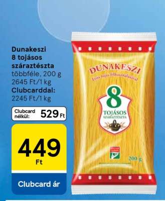 Dunakeszi 8 tojásos száraztészta