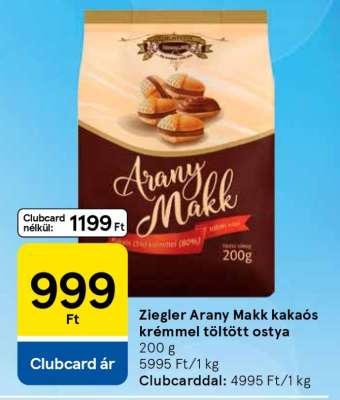 Ziegler Arany Makk kakaós krémmel töltött ostya