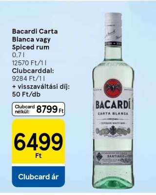 Bacardí Carta Blanca vagy Spiced rum