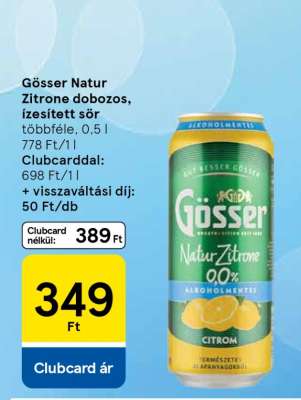 Gösser Natur Zitrone dobozos, ízesített sör