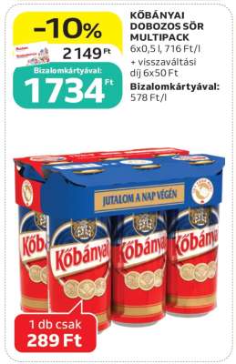 Kőbányai dobozos sör multipack