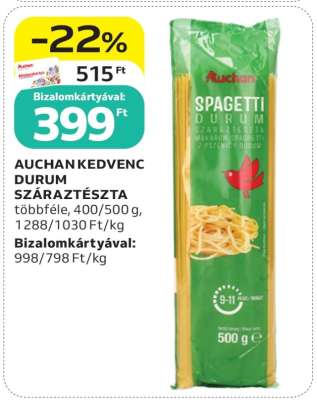 Auchan Kedvenc Durum Száraztészta