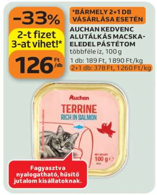 AUCHAN KEDVENC ALUTÁLKÁS MACSKAELEDEL PÁSTÉTOM