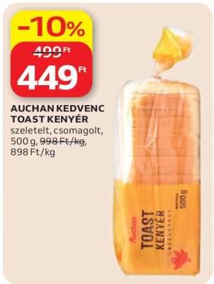 AUCHAN KEDVENC TOAST KENYÉR