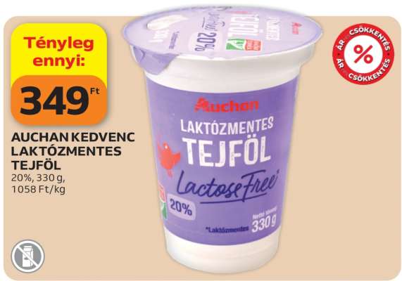 Auchan Kedvenc Laktózmentes Tejföl