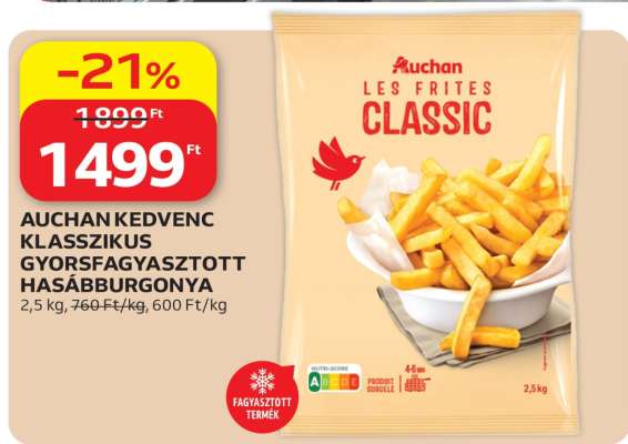 AUCHAN KEDVENC KLASSZIKUS GYORSFAGYASZTOTT HASÁBBURGONYA