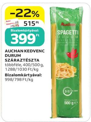 Auchan Kedvenc Durum Száraztészta