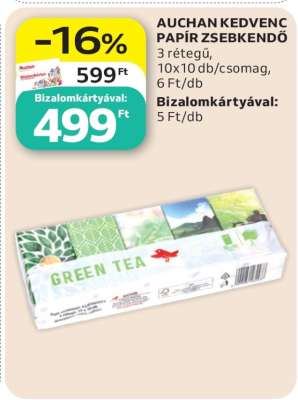 AUCHAN KEDVENC PAPÍR ZSEBKENDŐ
