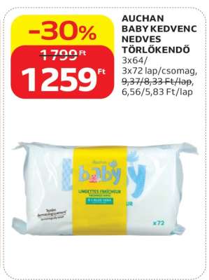 Auchan Baby Kedvenc Nedves Törlőkendő
