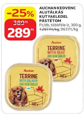 AUCHAN KEDVENC ALUTÁLKÁS KUTYAELEDEL PÁSTÉTOM