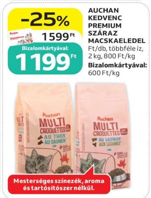 AUCHAN KEDVENC PREMIUM SZÁRAZ MACSKAELEDEL