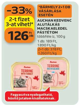 AUCHAN KEDVENC ALUTÁLKÁS MACSKAELEDEL PÁSTÉTOM