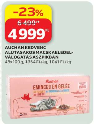 AUCHAN KEDVENC ALUTASAKOS MACSKAELEDEL-VÁLOGATÁS ASZPIKBAN
